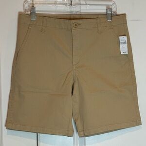 NWT GAP Tan Woven Flat Front Khaki Chino Shorts 16 Husky